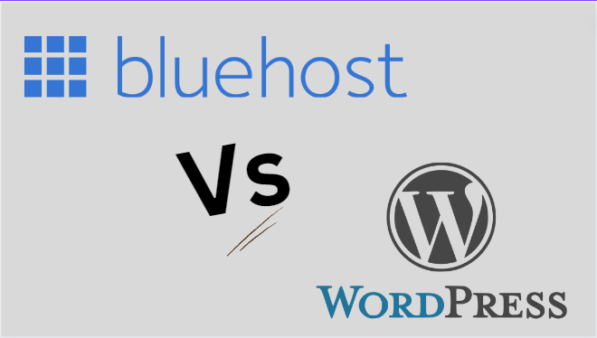An image illustration of Bluehost vs WordPress