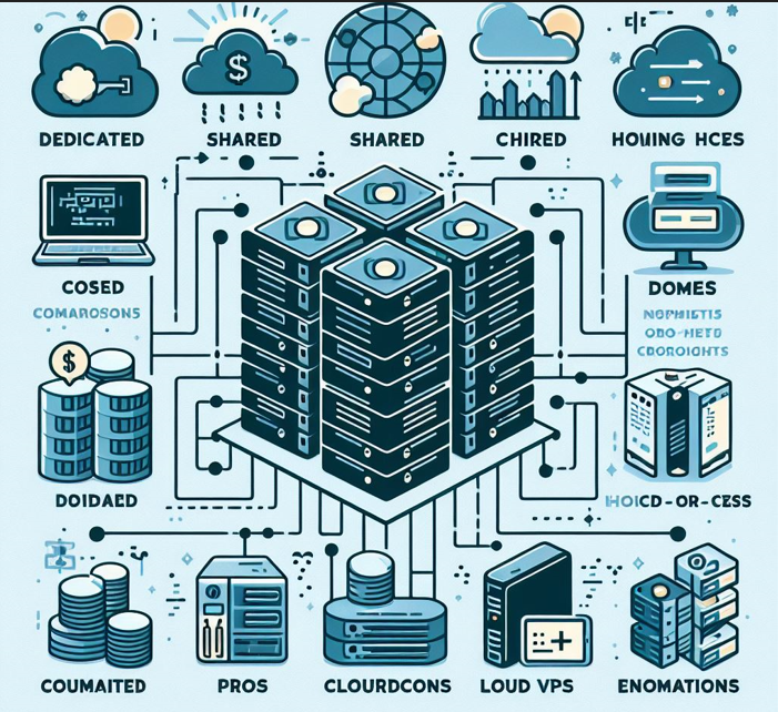 An image illustrating various web hosting services